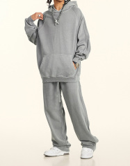 2024 Autumn and winter youth loose type basic pure cotton wool circle American fashion brand washed hoodie men