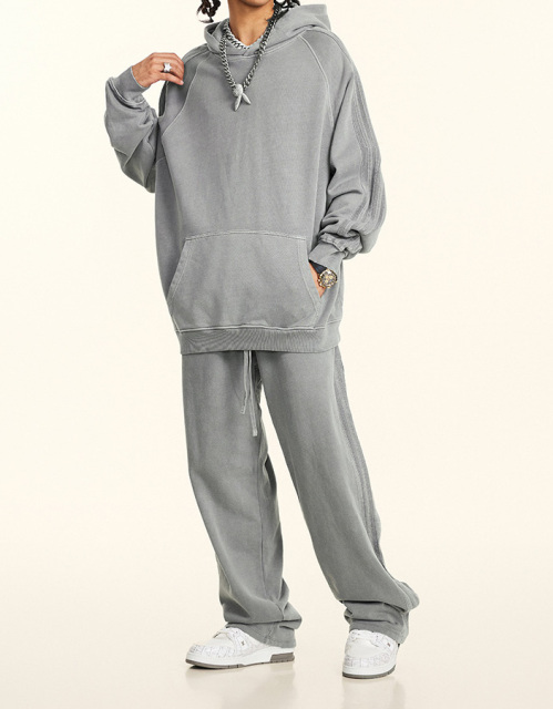 2024 Autumn and winter youth loose type basic pure cotton wool circle American fashion brand washed hoodie men