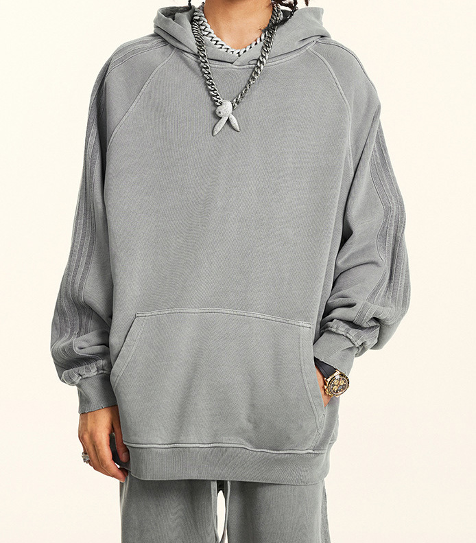 2024 Autumn and winter youth loose type basic pure cotton wool circle American fashion brand washed hoodie men