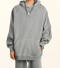 2024 Autumn and winter youth loose type basic pure cotton wool circle American fashion brand washed hoodie men