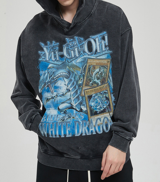 Digital direct spray brand wash printed men's hoodie autumn thin to make old men's top hoodie