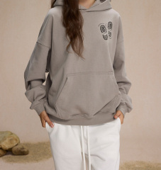 Autumn and winter heavy brand printed floral hoodie men and women 430g wool loose casual hooded men's hoodie