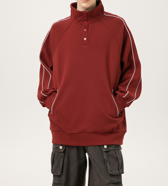 Heavy 400g pineapple lattice autumn and winter tide brand simple stand collar hoodie loose with men and women