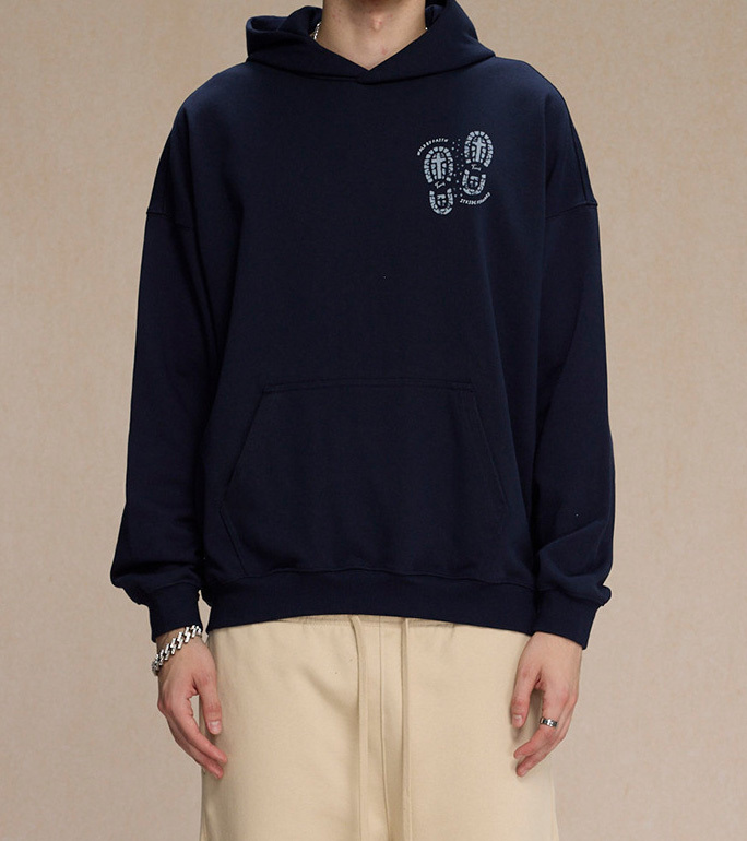 Autumn and winter heavy brand printed floral hoodie men and women 430g wool loose casual hooded men's hoodie