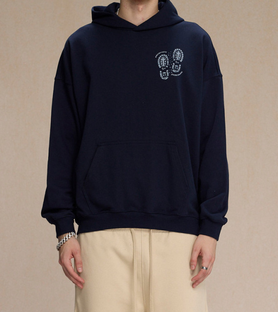 Autumn and winter heavy brand printed floral hoodie men and women 430g wool loose casual hooded men's hoodie