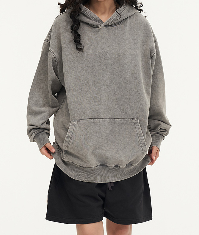 New heavy cotton wash old hoodie men's and women's casual loose American fashion shirt