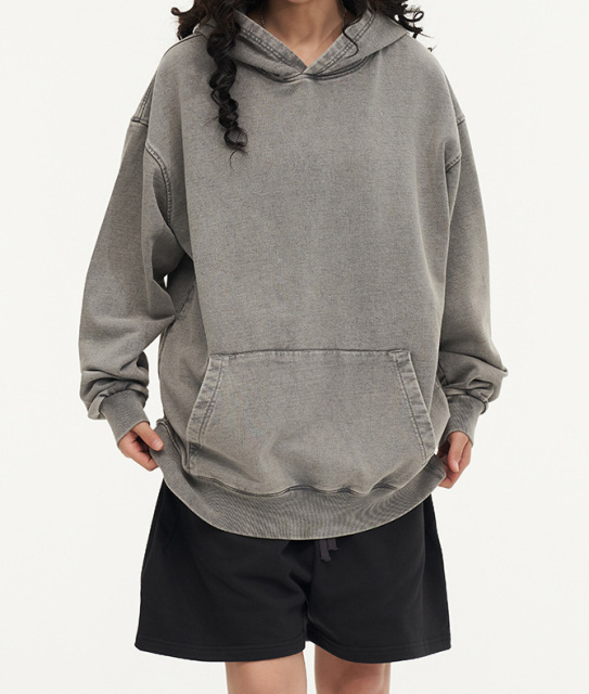 New heavy cotton wash old hoodie men's and women's casual loose American fashion shirt