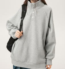 Heavy 400g pineapple lattice autumn and winter tide brand simple stand collar hoodie loose with men and women