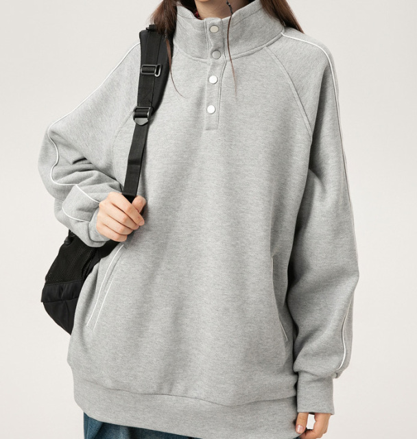 Heavy 400g pineapple lattice autumn and winter tide brand simple stand collar hoodie loose with men and women