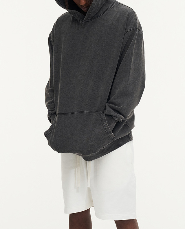 New heavy cotton wash old hoodie men's and women's casual loose American fashion shirt