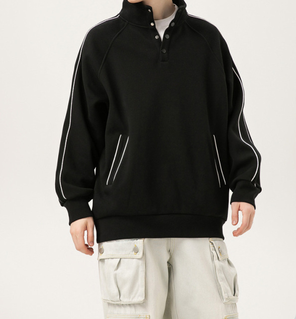 Heavy 400g pineapple lattice autumn and winter tide brand simple stand collar hoodie loose with men and women