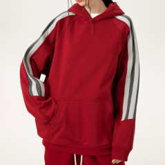 Autumn and winter men's clothing heavy 400g trendy brand sweatshirt contrast color casual loose tops unisex