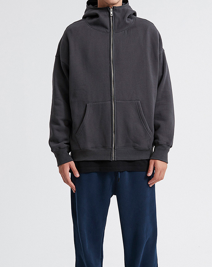 2024 Autumn and Winter Ninja Masked Metal Zipper 350g Plus Velvet High Collar Hooded Sweatshirt Unisex