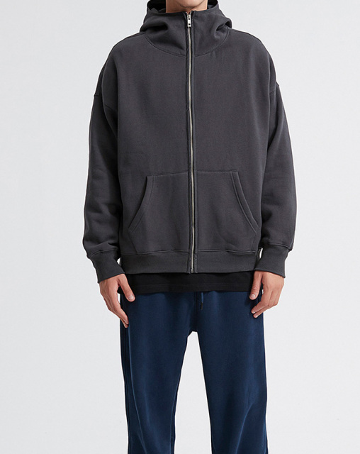 2024 Autumn and Winter Ninja Masked Metal Zipper 350g Plus Velvet High Collar Hooded Sweatshirt Unisex