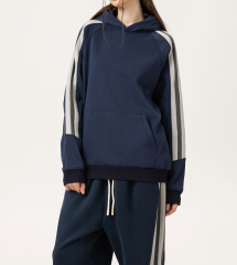 Autumn and winter men's clothing heavy 400g trendy brand sweatshirt contrast color casual loose tops unisex