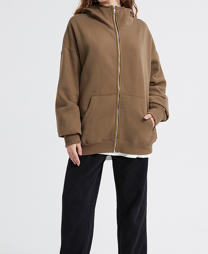 2024 Autumn and Winter Ninja Masked Metal Zipper 350g Plus Velvet High Collar Hooded Sweatshirt Unisex