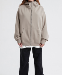 2024 Autumn and Winter Ninja Masked Metal Zipper 350g Plus Velvet High Collar Hooded Sweatshirt Unisex