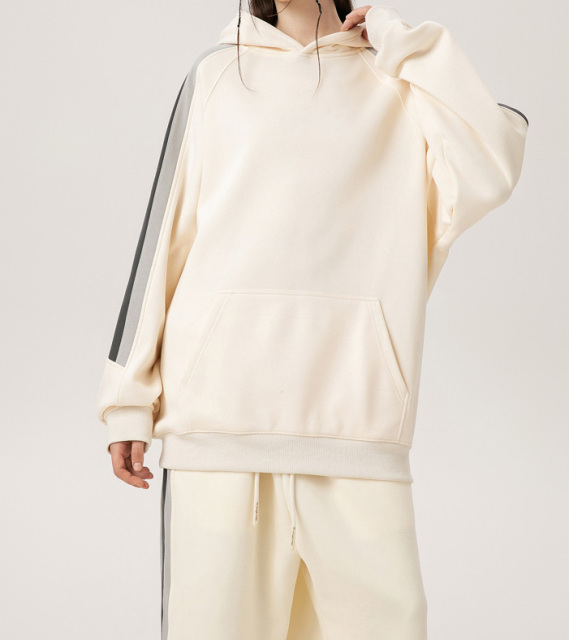 Autumn and winter men's clothing heavy 400g trendy brand sweatshirt contrast color casual loose tops unisex