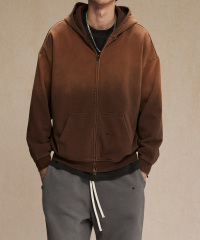 Autumn and winter trendy brand spray dyed old heavy zipper sweater American style 450g washed retro cardigan men and women jacket