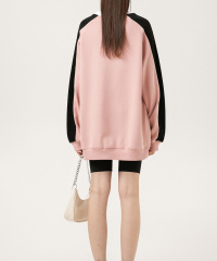 New autumn and winter round neck loose stitching shoulder pullover sweater men's American retro casual sports style tops couple models