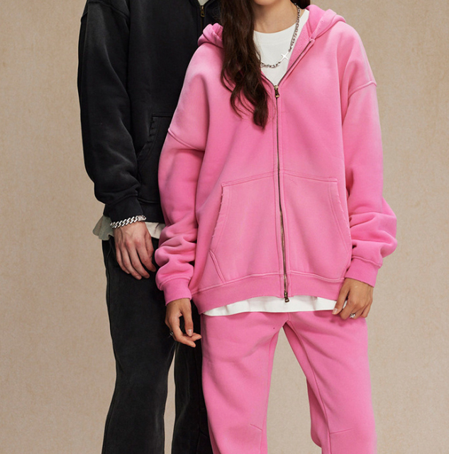 Autumn and winter batik 360g washed old plus velvet sweater men and women trendy couple heavy double-head zipper jacket