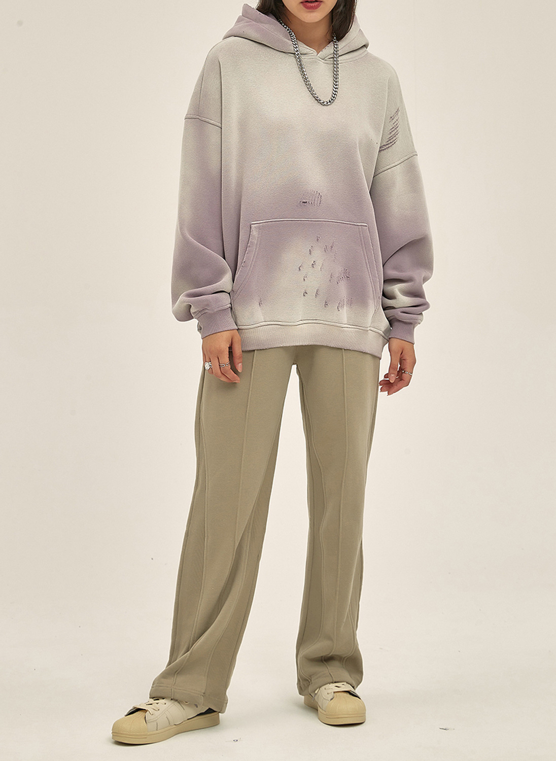 Autumn and winter new arrival 360g sprayed monkey washed water old edged trendy brand hooded sweatshirt for men