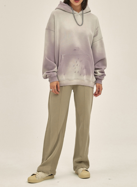 Autumn and winter new arrival 360g sprayed monkey washed water old edged trendy brand hooded sweatshirt for men