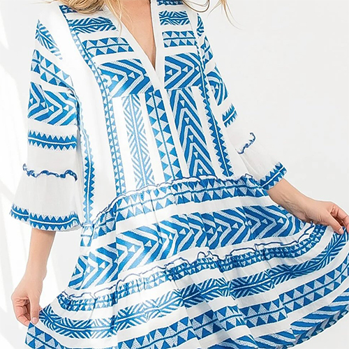 Women Custom Dresses Embroidered Cotton Casual Mini Dress