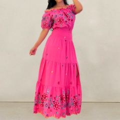 Spring&Summer Boho Off Shoulder Floral Maxi Dress for Women