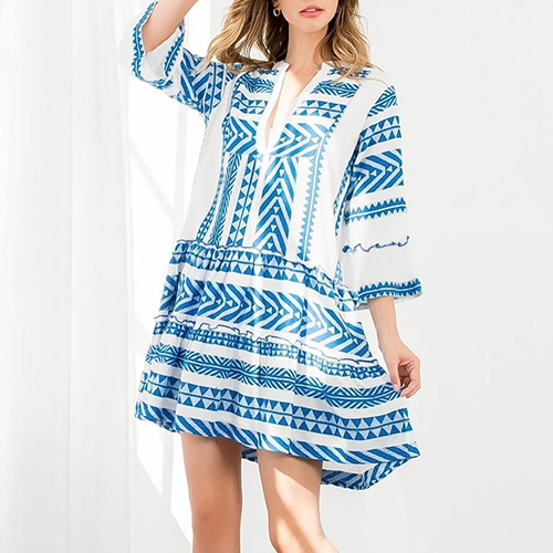 Women Custom Dresses Embroidered Cotton Casual Mini Dress