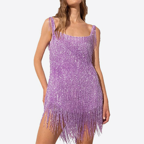 Ecoparty 1920s Art Deco Fringed Sequin Dress Flapper Gatsby Costume Dress for Women