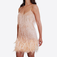 Ecoparty 1920s Art Deco Fringed Sequin Dress Flapper Gatsby Costume Dress for Women