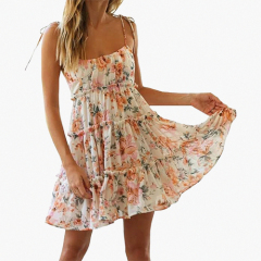 Custom Floral Flares Sun Dresses, Sexy Print, Suspender Dress