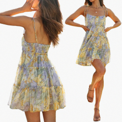 Custom Floral Flares Sun Dresses, Sexy Print, Suspender Dress