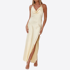 European and American Women's New Sexy Slit Slim Fit Fashionable Sleeveless Long Suspender Dress for Women