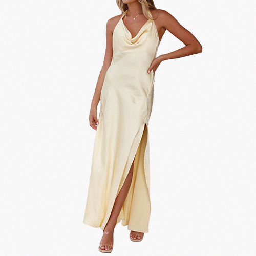 European and American Women's New Sexy Slit Slim Fit Fashionable Sleeveless Long Suspender Dress for Women