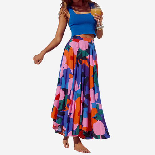 2025 Women's Spring /summer New Fashion Skirt Casual Print Bohemia Female Mid-length Skirts