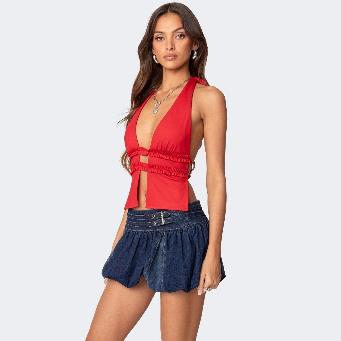 2025 New Denim Bubble Mini Skirt