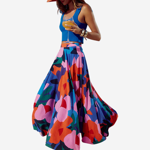 2025 Women's Spring /summer New Fashion Skirt Casual Print Bohemia Female Mid-length Skirts