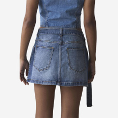 2025 New Summer Fashion Custom 100% Denim Wrap Mini Skir