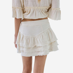 Custom 2025 Europe and America New Cotton Ruffle Mini Skirt