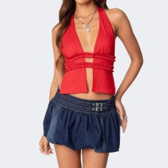 2025 New Denim Bubble Mini Skirt