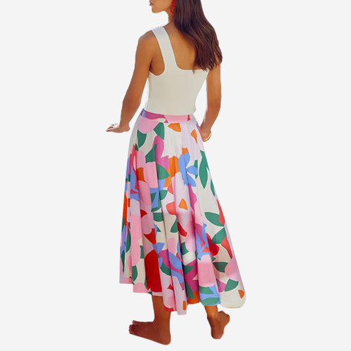 2025 Women's Spring /summer New Fashion Skirt Casual Print Bohemia Female Mid-length Skirts