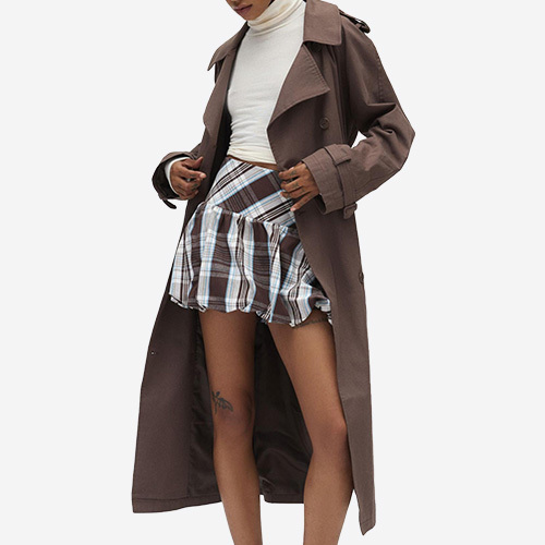 2025 New Plaid Bubble Hem Mini Skirt