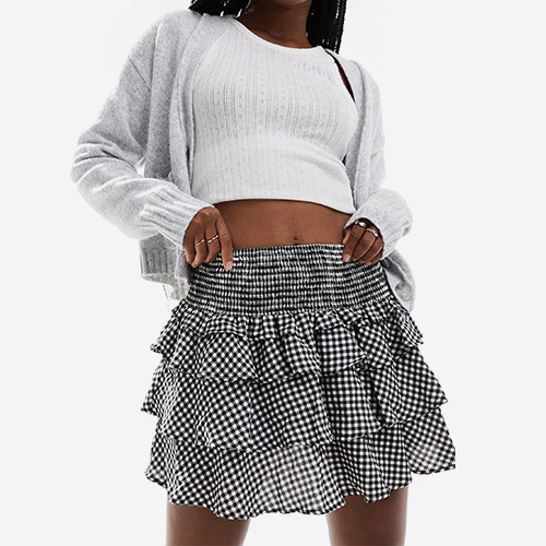2025 New Mini Skirt In Black Gingham