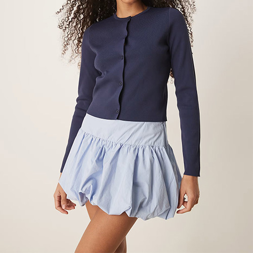 Custom 2025 New Mid Rise Drop Waist Bubble Mini Skort In Blue