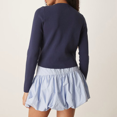 Custom 2025 New Mid Rise Drop Waist Bubble Mini Skort In Blue