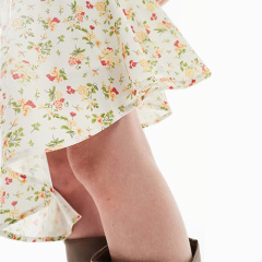 The Sky Chintz Floral Asymmetric Midi Skirt In White