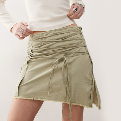 Mode Darcie Corded Detail Awkward Length Skirt In Grey