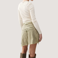 Mode Darcie Corded Detail Awkward Length Skirt In Grey